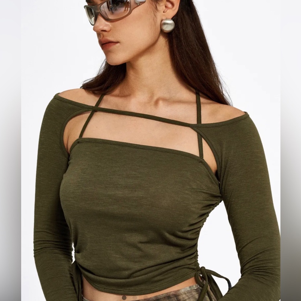 Cider NWT halter bodycon drawstring top